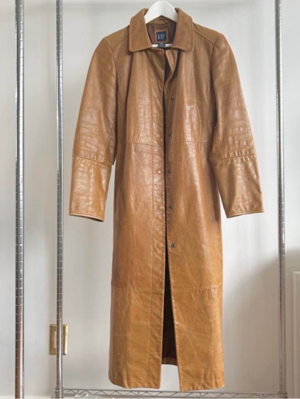 Vintage GAP Long Tan Leather Trench Coat